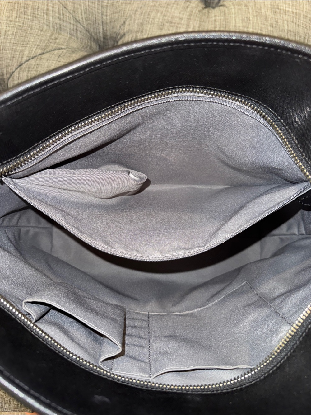 Coach Bag Large Peyton Leather Zip Top Tote Black Leather Tote - Picture 12 of 17